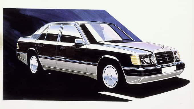 09/2024, Mercedes-Benz, W124, E-Klasse, 40 Jahre, Youngtimer, Oldtimer, 200E bis E500, 1984 bis 2028 Mercedes-Benz W124 (1984 bis 1995) Designskizze