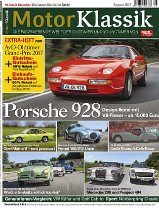 MKL Motor Klassik Heft 8 / 2017 Cover MKL Motor Klassik Heft 8 / 2017 Cover