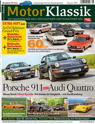 mkl, Motor Klassik, heft Heftinhalt Motor Klassik 08/2015