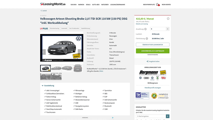 VW Leasing Angebote, VW Arteon Shooting Brake