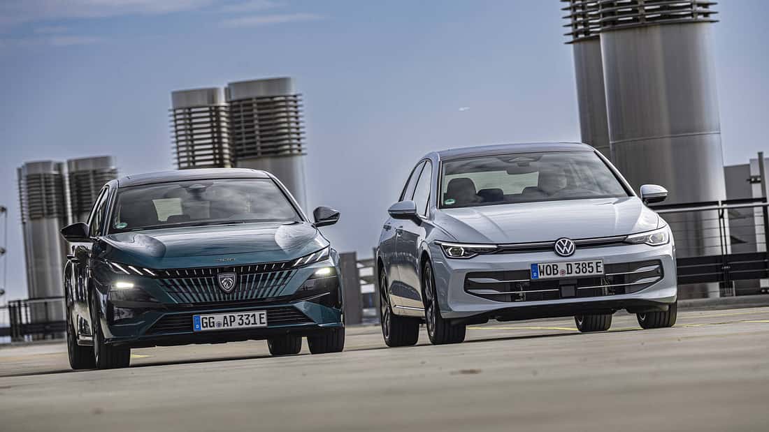 VW Golf eHybrid, Peugeot 308 PHEV 195: 0,5 Prozent, 80 km – wer liefert wirklich?