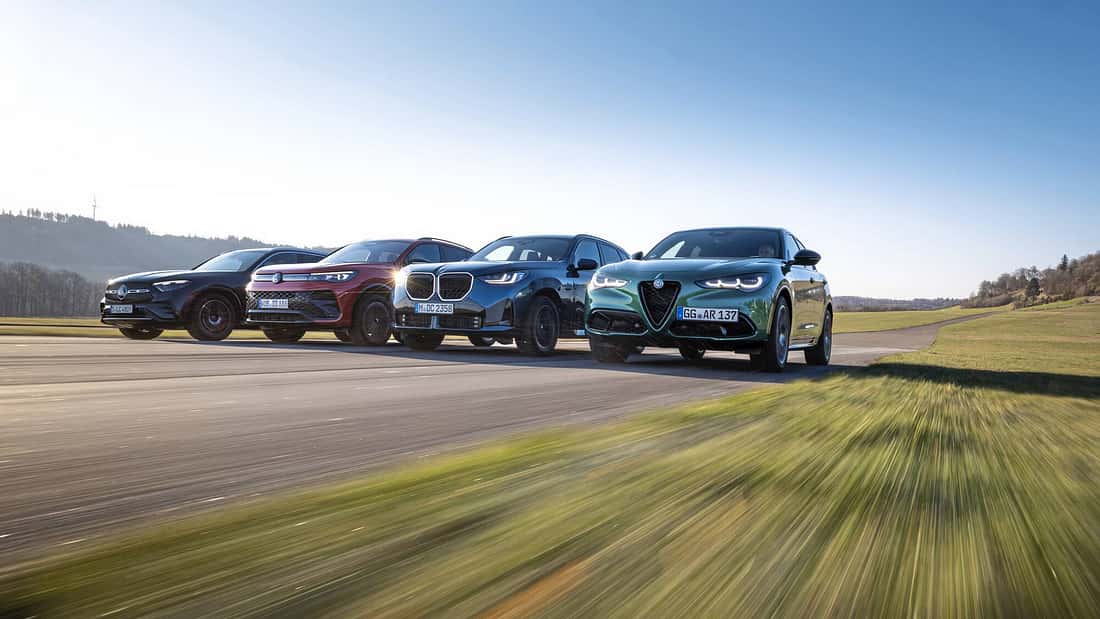 BMW X3, Mercedes GLC, VW Tiguan und Alfa Stelvio: Nur ein Di