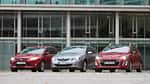 Ford Focus Turnier 1.6 Ecoboost Titanium, Opel Astra Sp.Tourer 1.4 Turbo Innovation, Peugot 308 SW 155 THP Allure, Frontansicht, alle Fahrzeuge