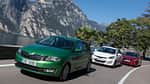 Hyundai i30 1.6, Mazda 3 Skyactiv G 120, Skoda Rapid Spaceback 1.4 TSI, Frontansicht