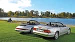 Mercedes SL 280, Porsche 964 Carrera 2 Cabrio, Heckansicht