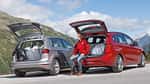 BMW 218d Active Tourer, VW Golf Sportsvan 2.0 TDI, Heckansicht, Heckklappe