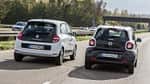 Renault Twingo SCe 70 Energy, Smart Forfour 1.0, Heckansicht