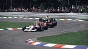 Formel 1 von 1991. Ein McLaren und ein Ferrari in der Schikane. 