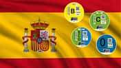Flagge Spanien mit Umweltplaketten