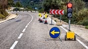 Spanien Landstraße Baustelle