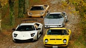 Lamborghini V12, alle Fahrzeuge, Frontansicht, Park, von oben