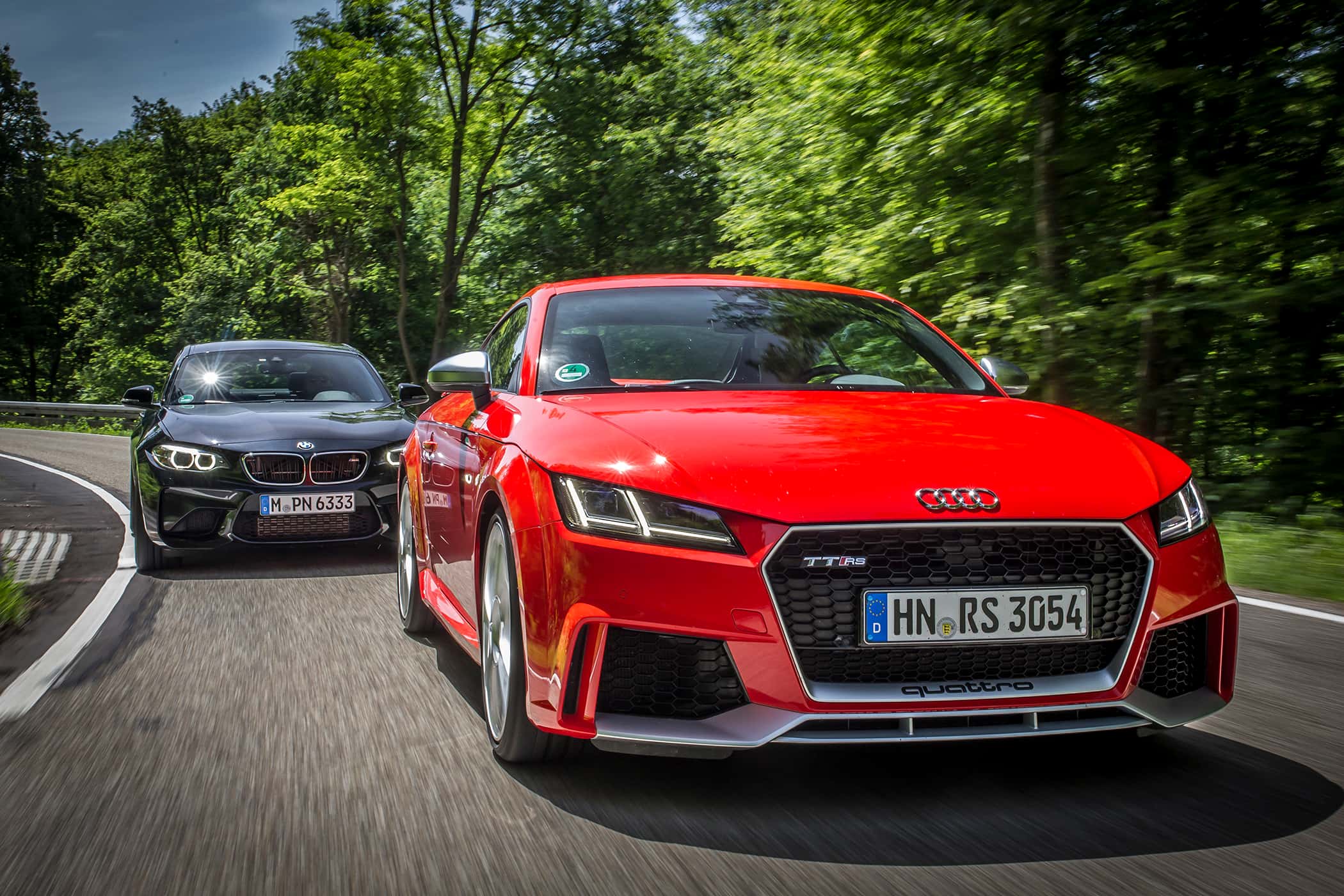 Audi TT RS Coupé, BMW M2 Coupé, Front