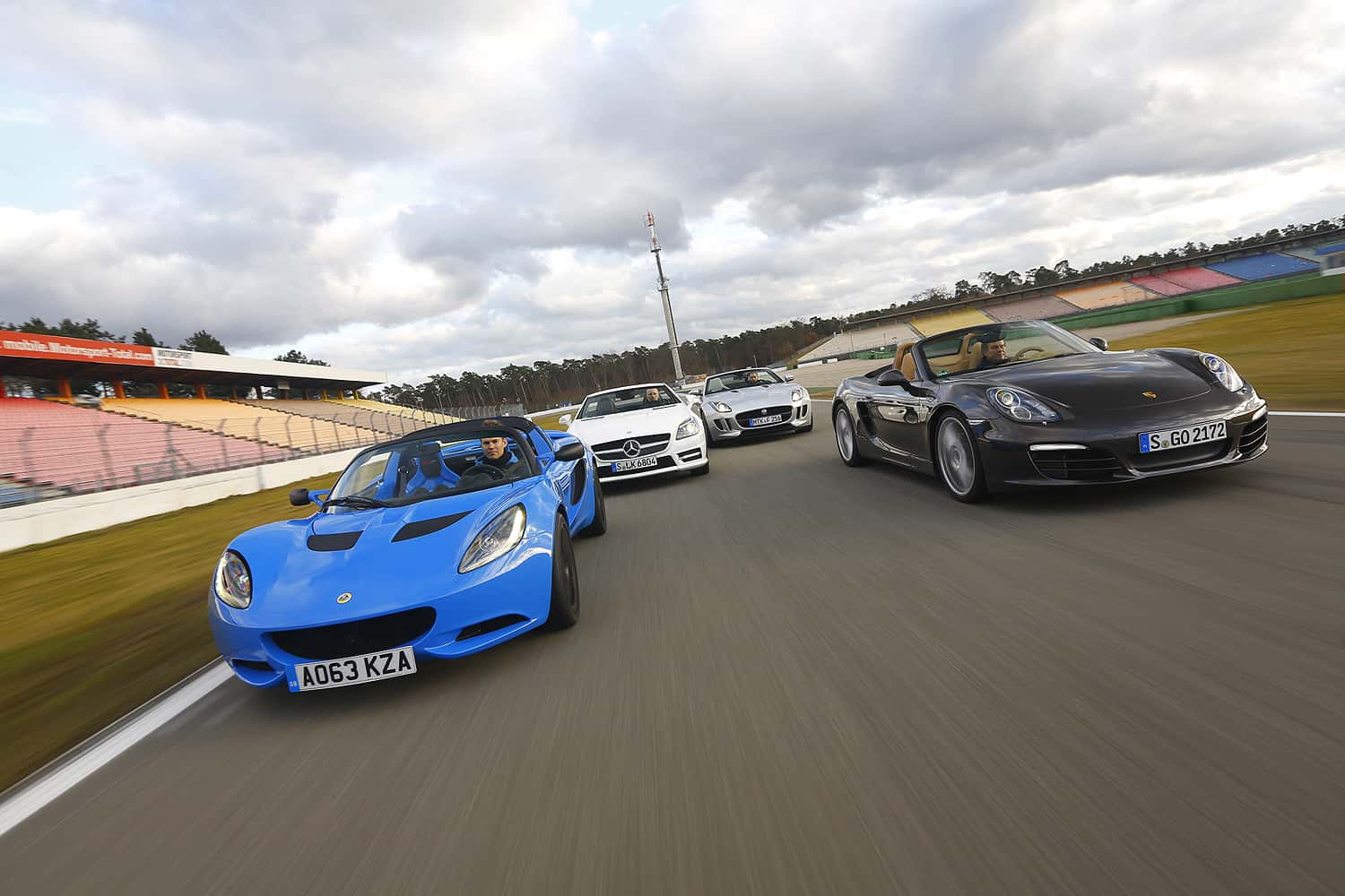 Jaguar F-Type, Lotus Elise S CR, Mercedes SLK 350, Porsche Boxter, Vergleichstest, spa 04/2014, Heftvorschau