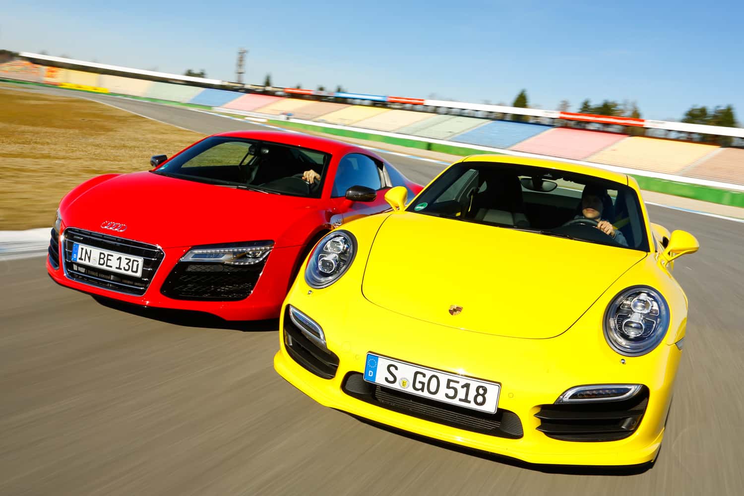 Audi R8 V10 5.2 FSI Quattro, Porsche 911 Turbo, Frontansicht