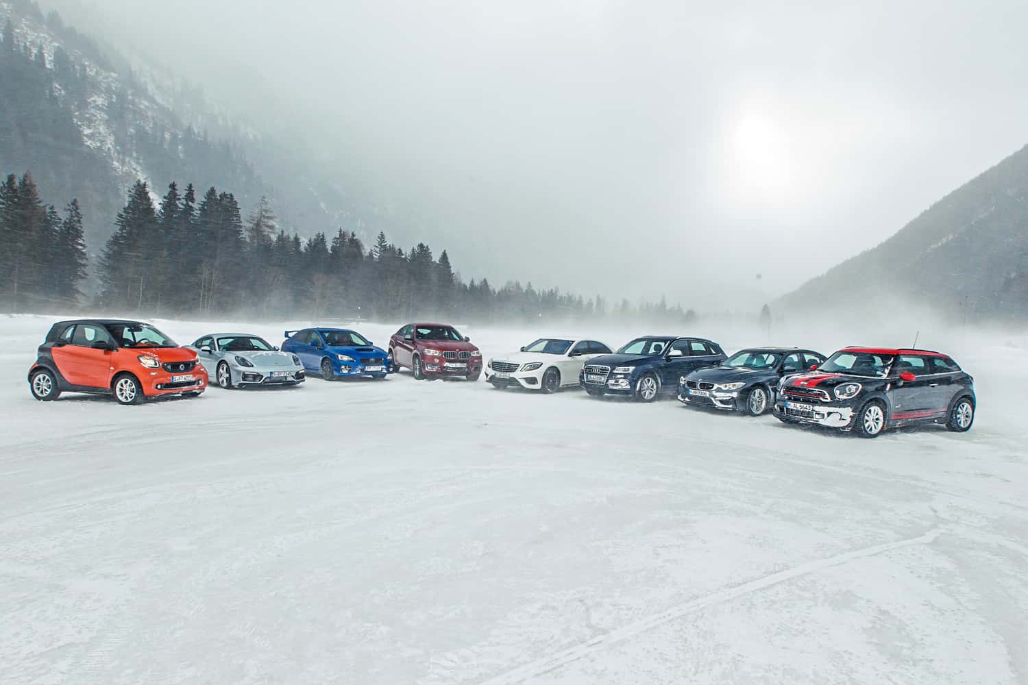 Unterschiedliche Antriebskonzepte auf Schnee