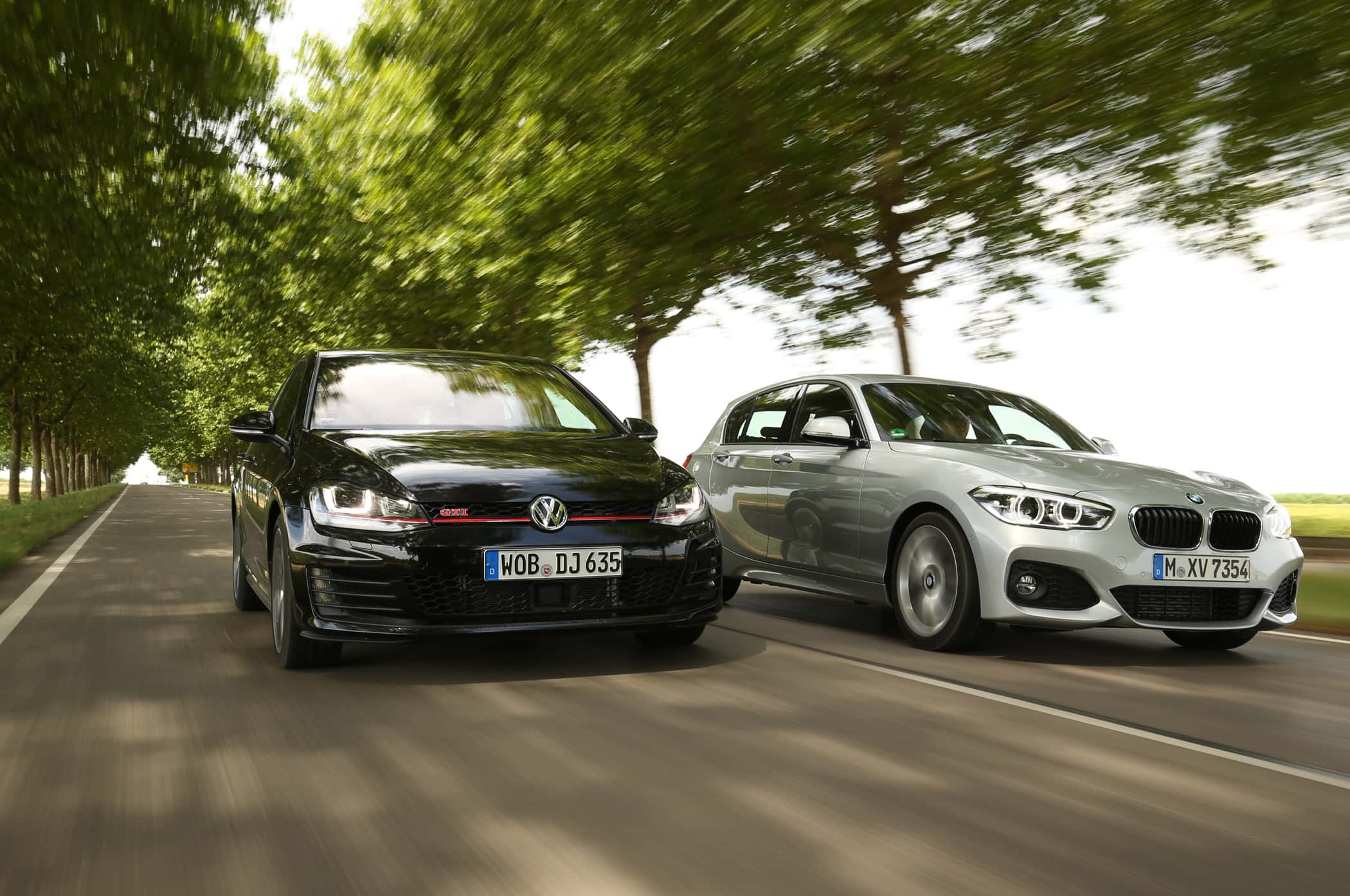 BMW 125i, VW Golf GTI, Frontansicht